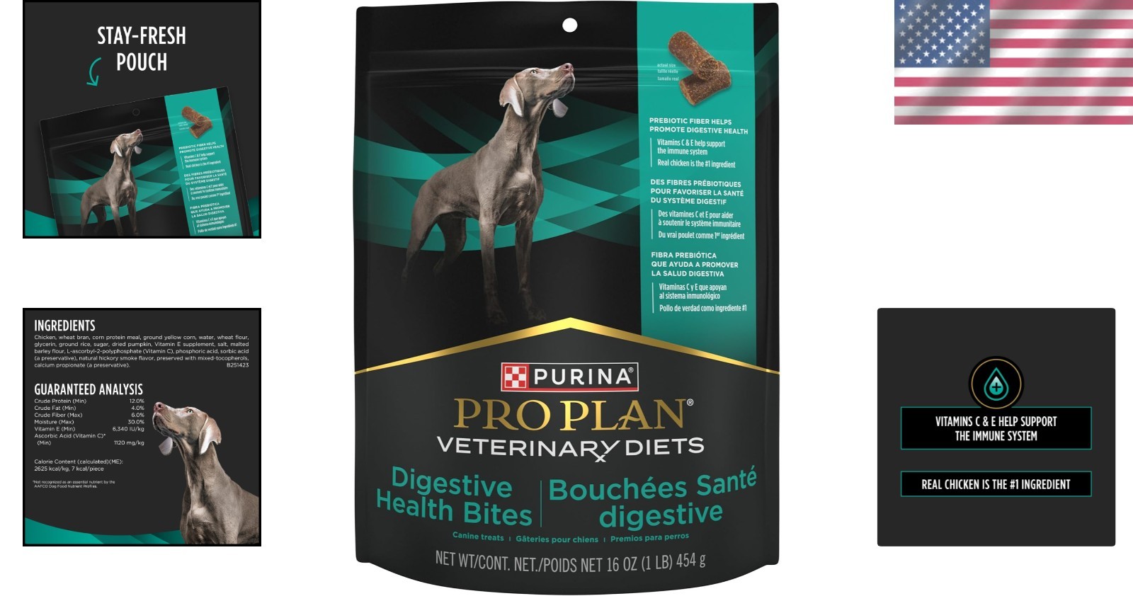 Purina Digestive Health Bites Dog Treats – 16 oz. Chewy Chicken for All Breeds