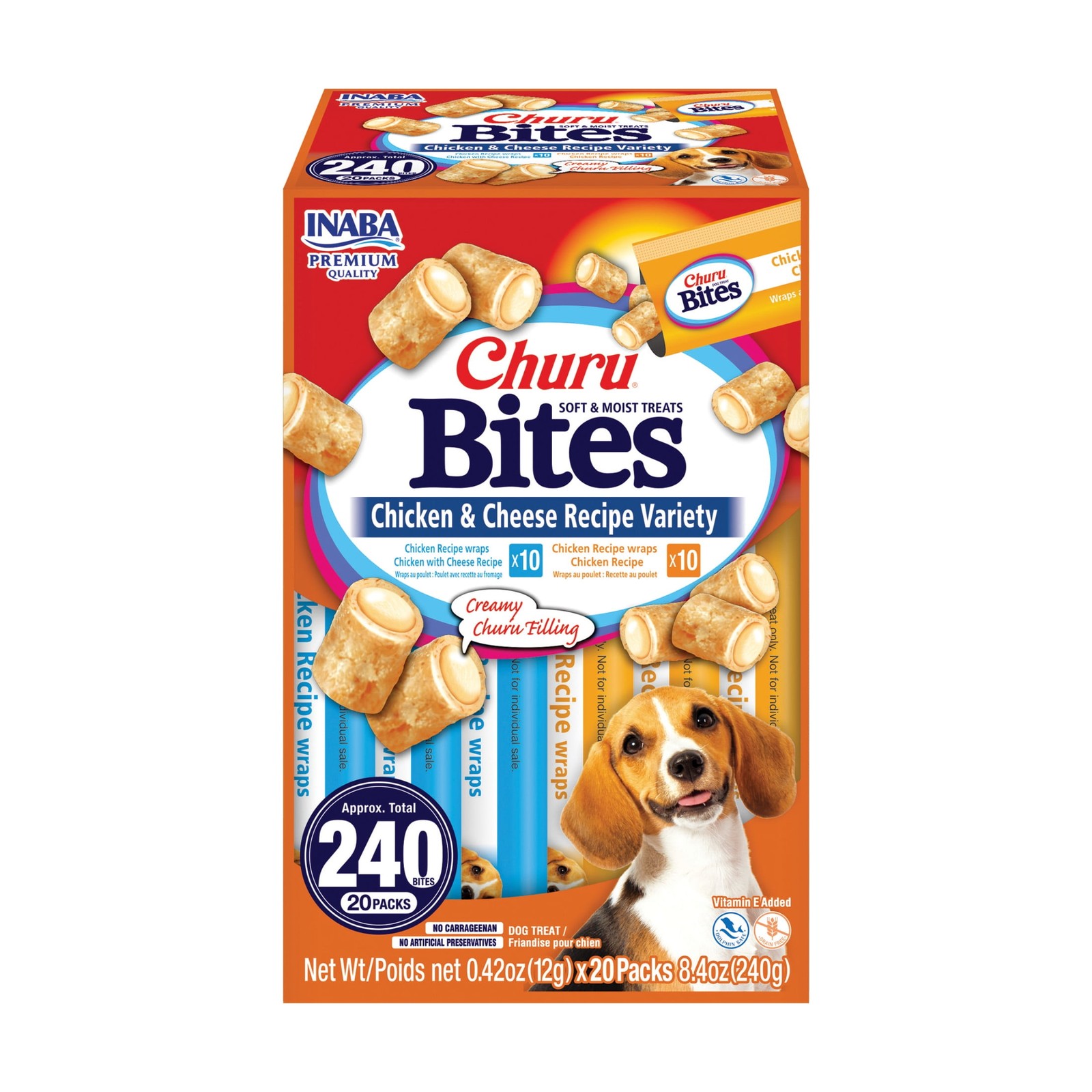 Churu Bites Soft Baked Dog Treat 0.42oz Tubes 20 Tubes Chicken & Cheese Recipe