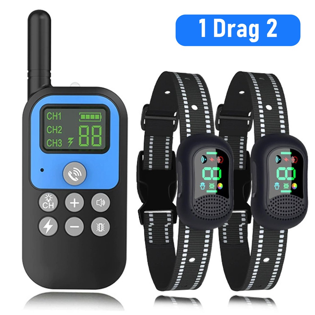 1 Drag-1/2/3 Pet Dog Remote Control Anti Barking Collar Training Collar Shock