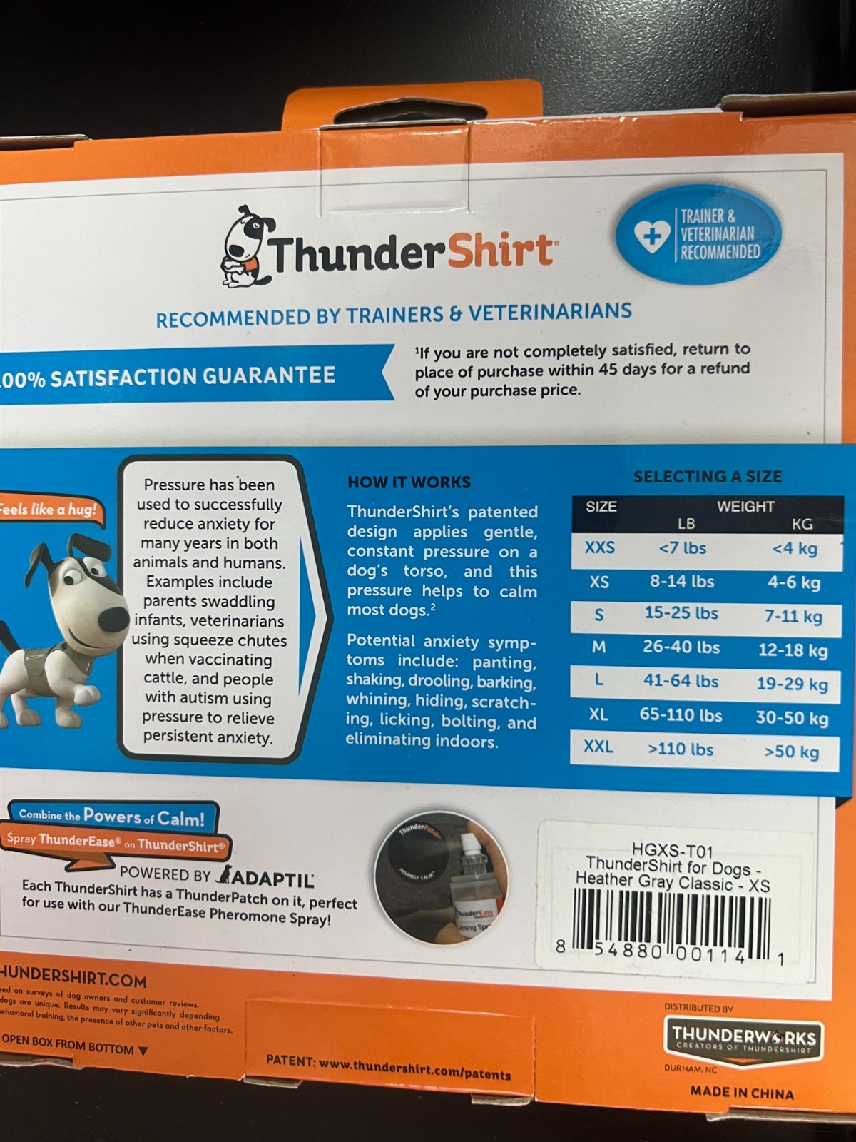ThunderShirt HGXS-T01 for XS Size Dogs Vest Solid Grey 1141