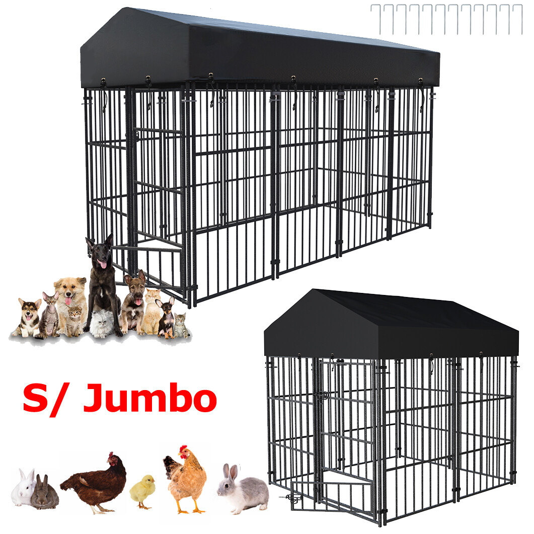 Large Outdoor Dog Enclosure Heavy Duty Dog Cage with Roof Thicken Kennel Fence
