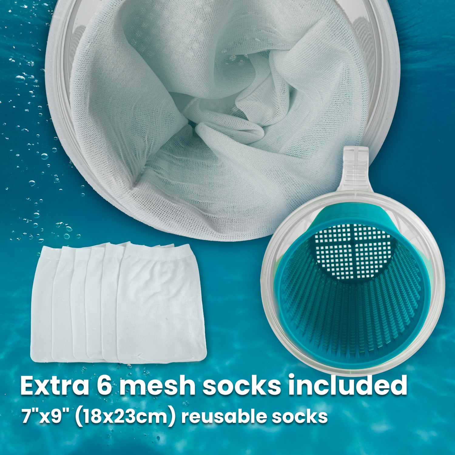 XtremepowerUS In-line Canister Basket Fits 1-1/2” Pool Vacuum Hose + 6 Mesh Bag