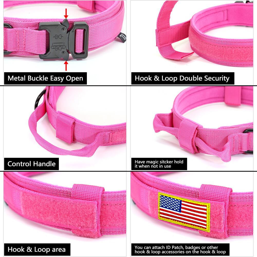 Tactical Dog Collar Military Training With Leash Heavy Duty Metal Buckle M L XL
