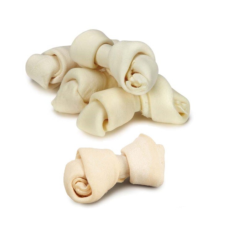 Natural Rawhide Dog Bones Dental Treats Long Lasting Knotted Beef Chews 8″ – 9″