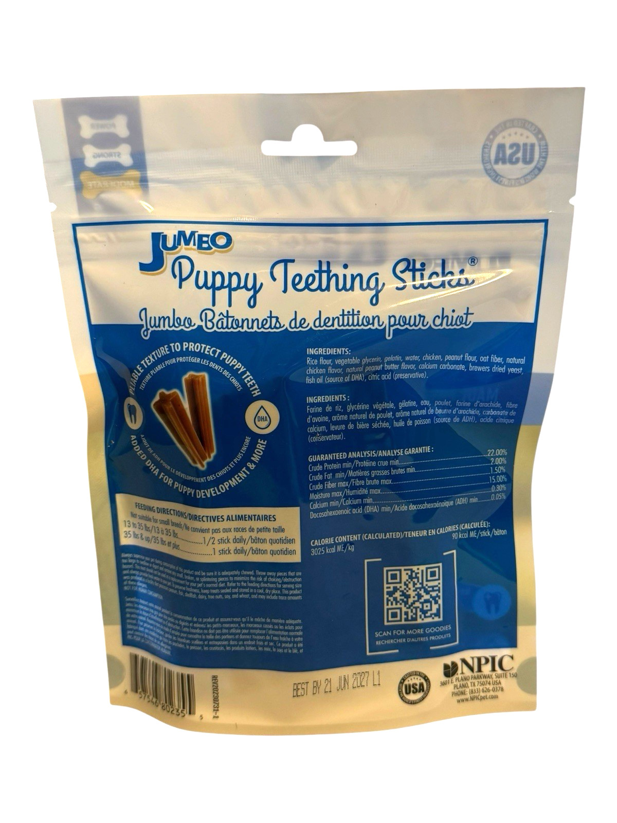N-Bone Jumbo Puppy Teething Sticks, 6 Bags x 7 Sticks (42) Peanut Butter Ex 6/27