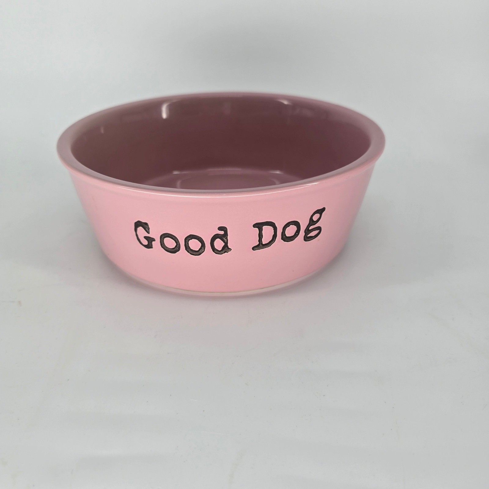 Vibrant Life Pink Ceramic Dog Bowl Good Dog Feed Me 8 Inch Stoneware Pet Dish