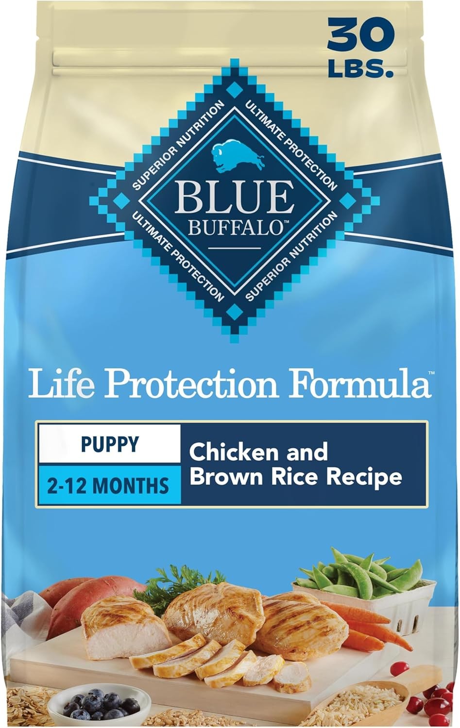 Blue Buffalo Life Protection Formula Puppy Dog Food, Chicken & Brown Rice 30 lbs