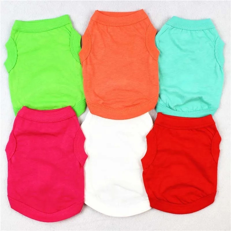 Cotton Dog T-Shirt Blank Pet Clothes Soft Puppy Vest for Small Medium Large Dogs