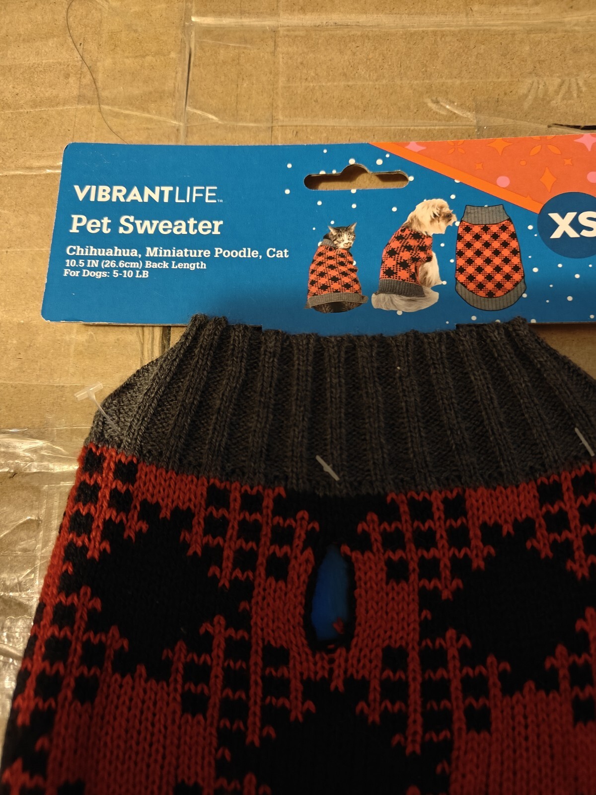 YT2- Vibrant Life Buffalo Plaid Dog Sweater Black and Red Size XS among Labrador