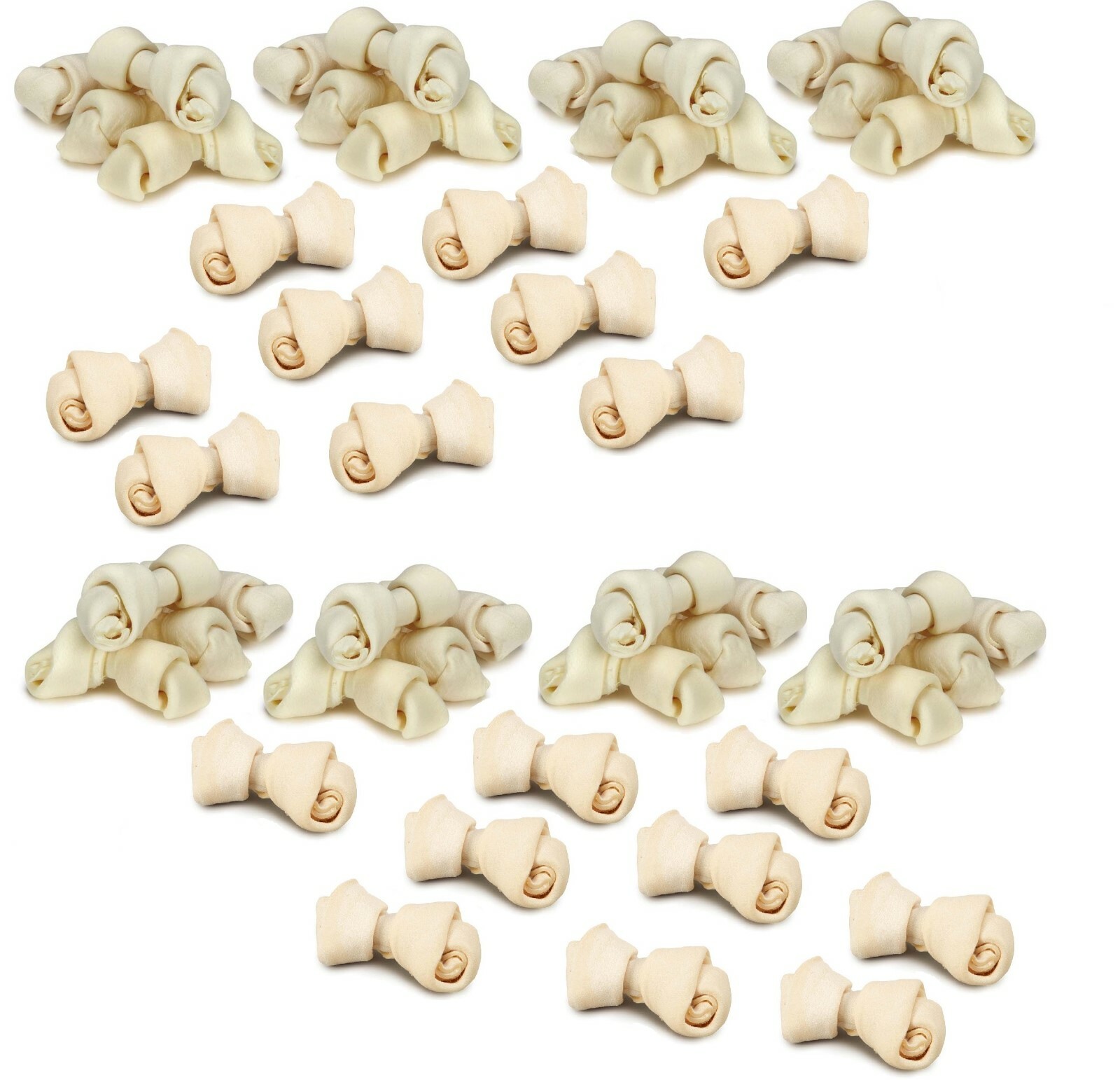 Natural Rawhide Dog Bones Dental Treats Long Lasting Knotted Beef Chews 8″ – 9″