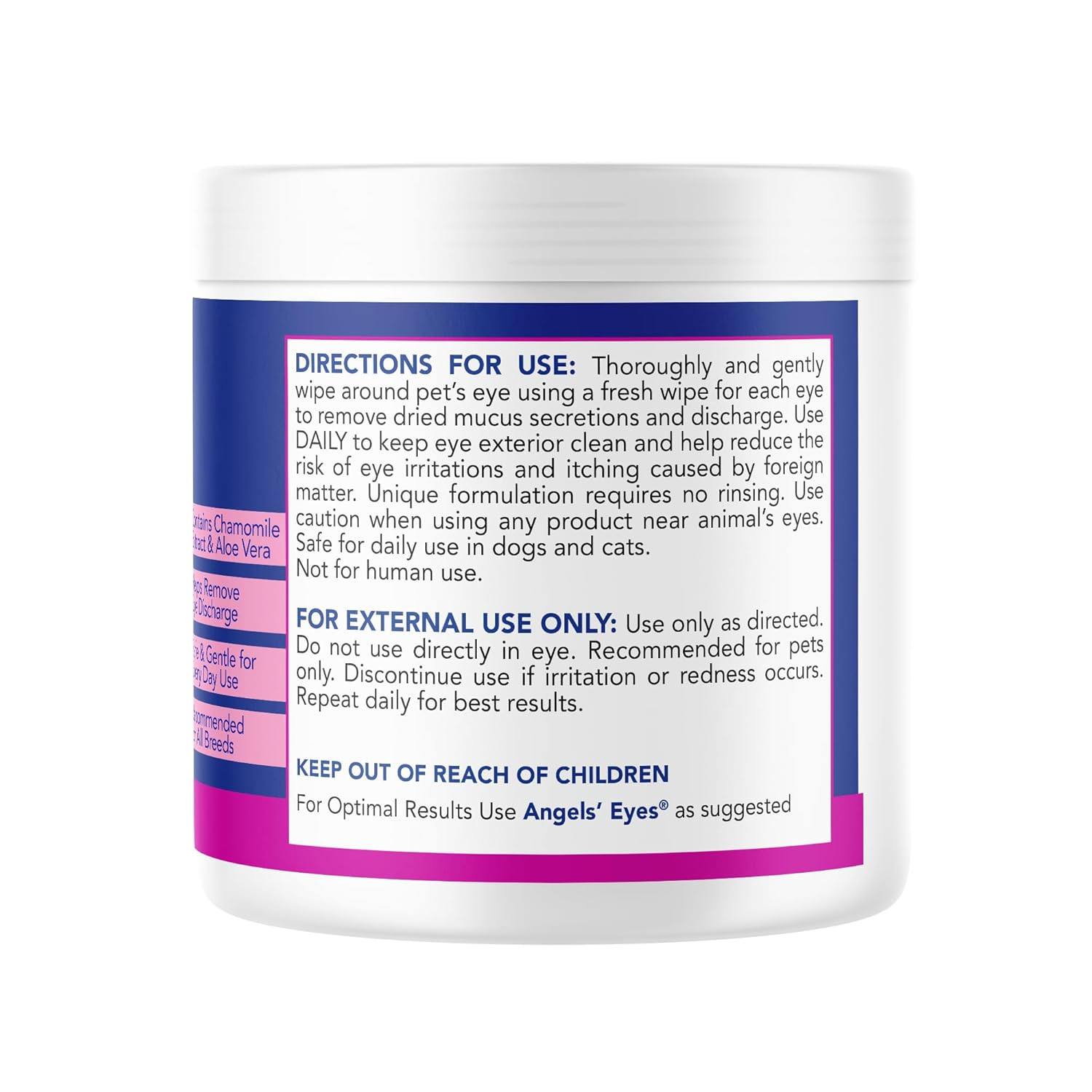 Angel’S Eyes Gentle Tear Stain Wipes for Dogs and Cats – 100 Ct – Presoaked Text