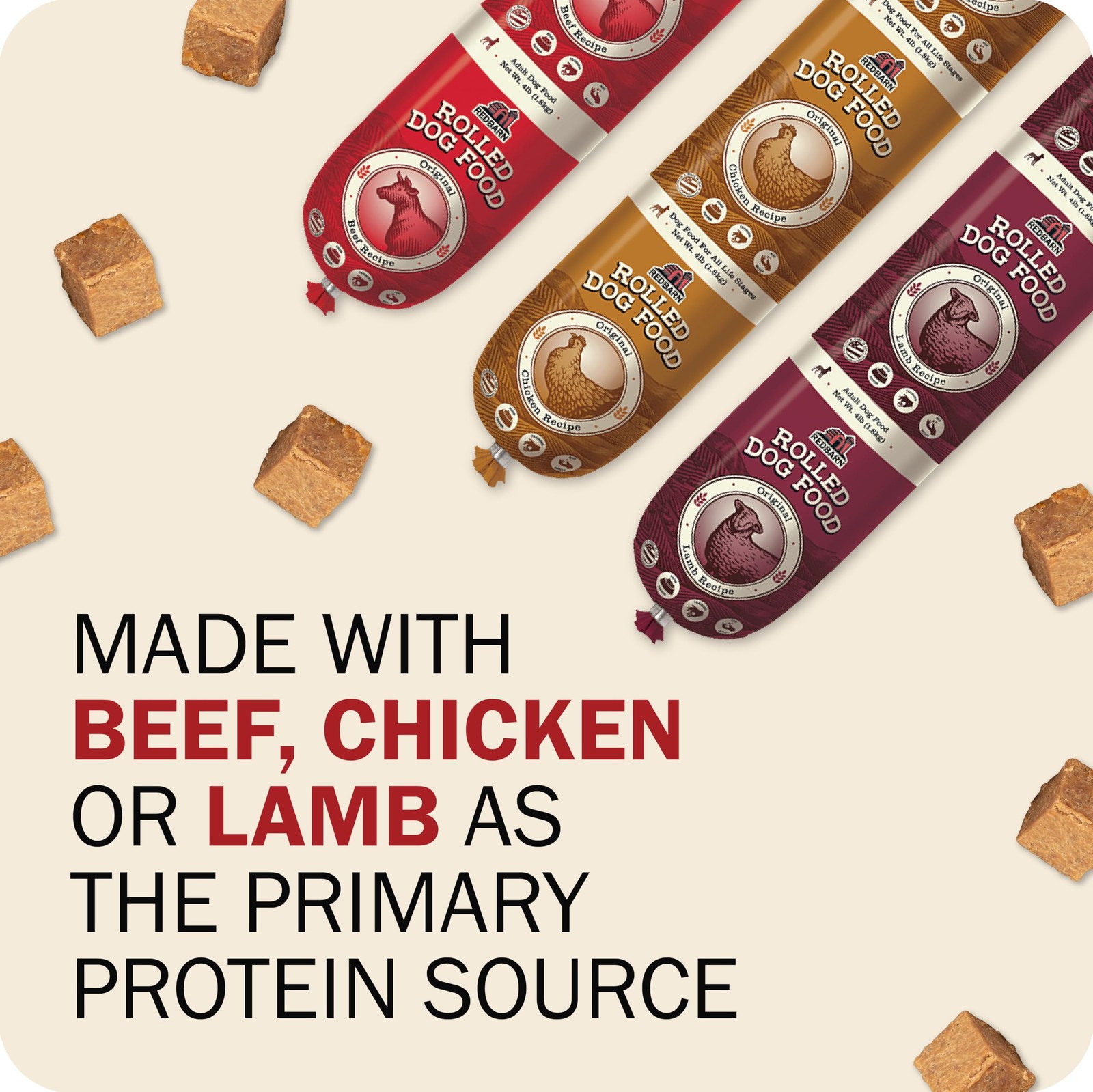 Redbarn Pet Products All-Natural Premium Rolled Dog 4 Pound (Pack of 1), Red