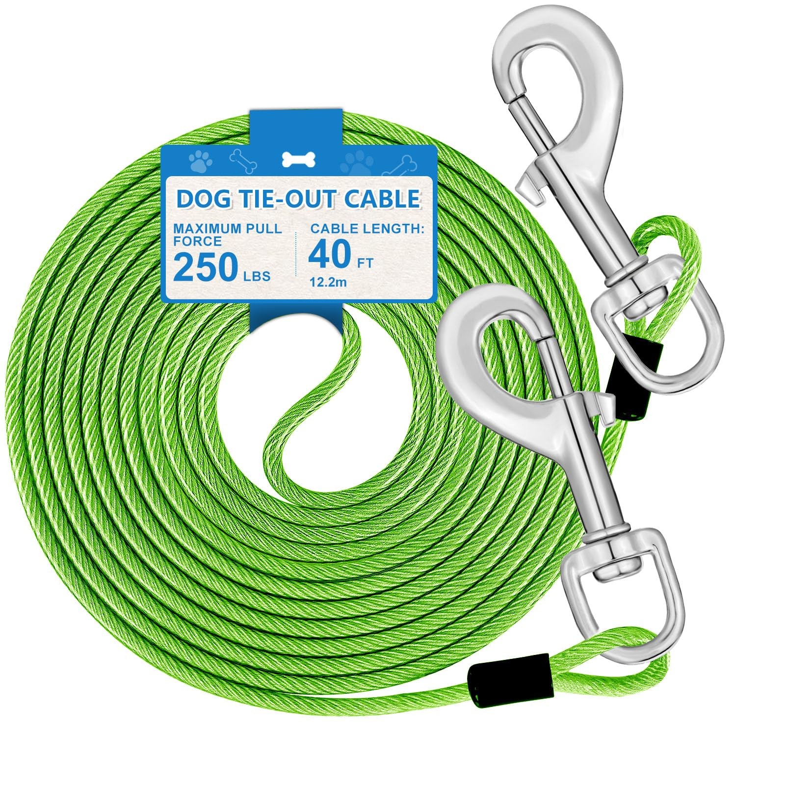 40ft Dog Tie Out Cable, Dog Leash Heavy Duty Tie Out Cable for Large Dogs Up