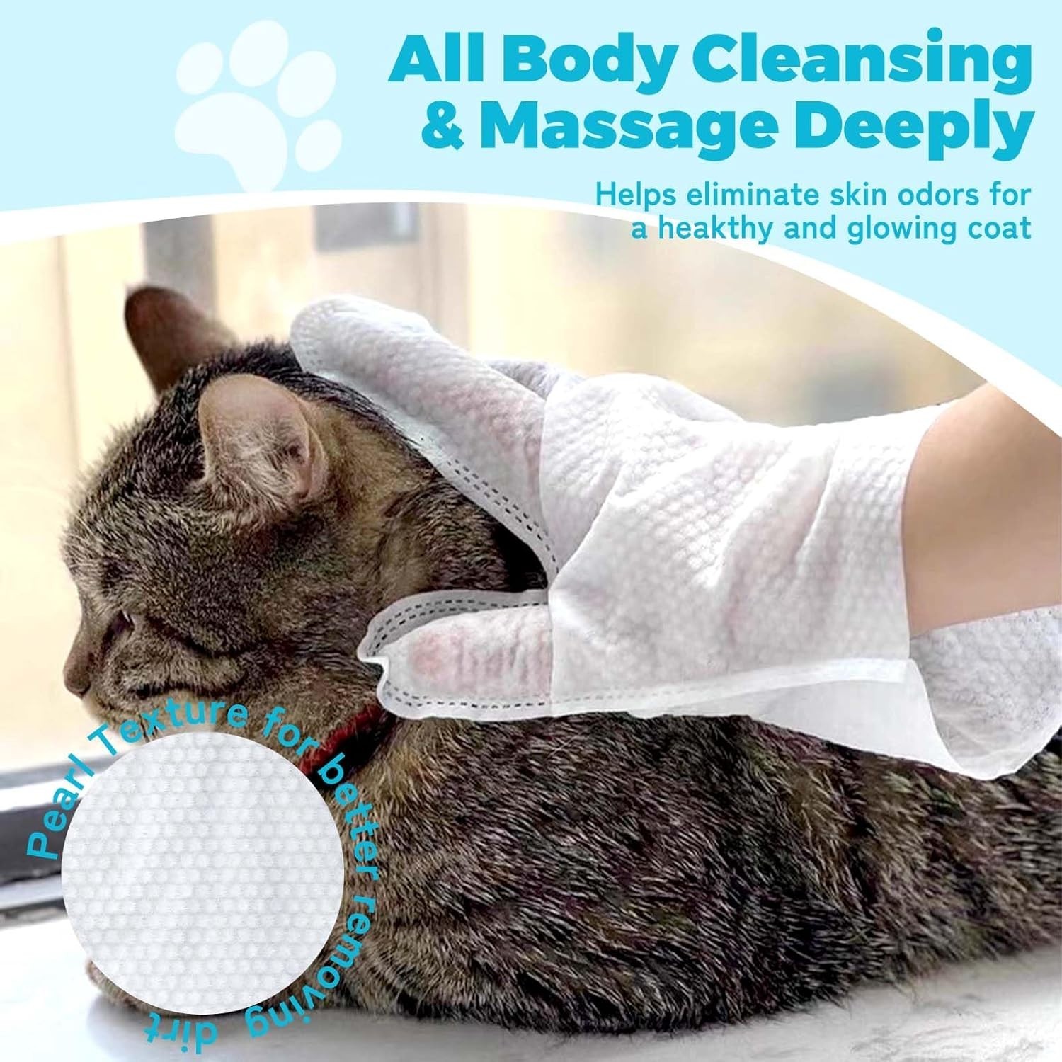 3pack/18pcs Pet Cleaning Gloves No-Rinse Grooming Mitts for Dogs and Cats