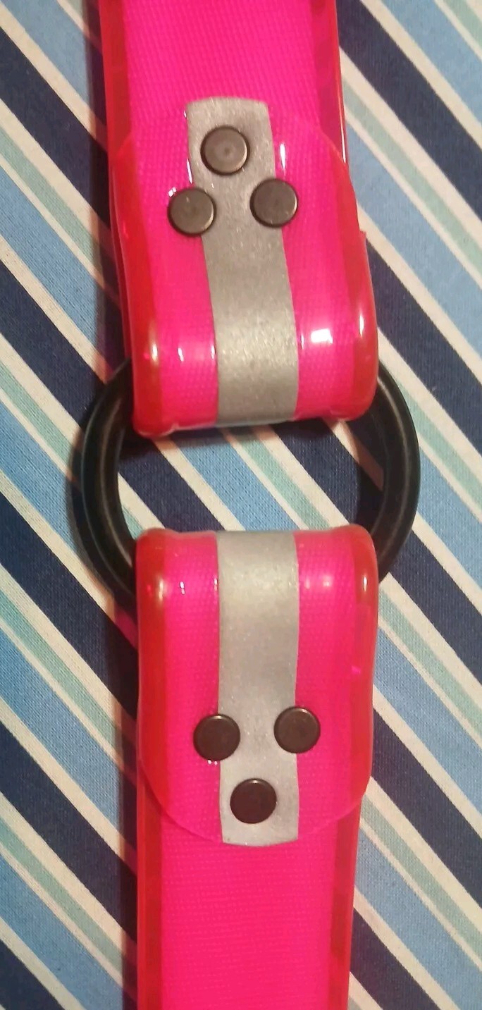 1 1/2″ Wide X 20 ” Long At Last Hole Dog Collar HOT PINK REFLECTIVE New Item.