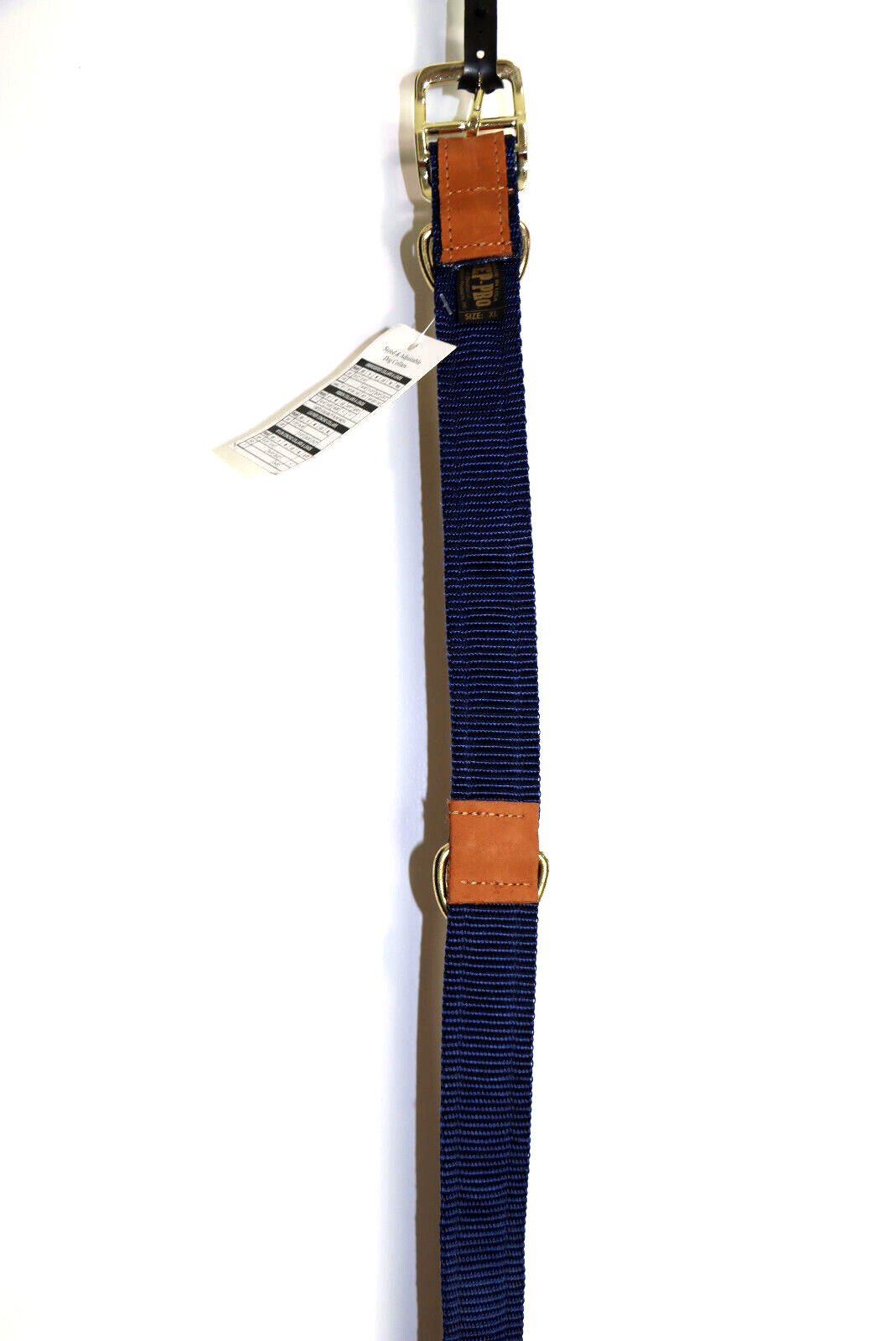 ZEP-PRO Brown Leather Blue Trim Fish Dog Collar 1-1/4″ Thick 26-1/2″ Long USA