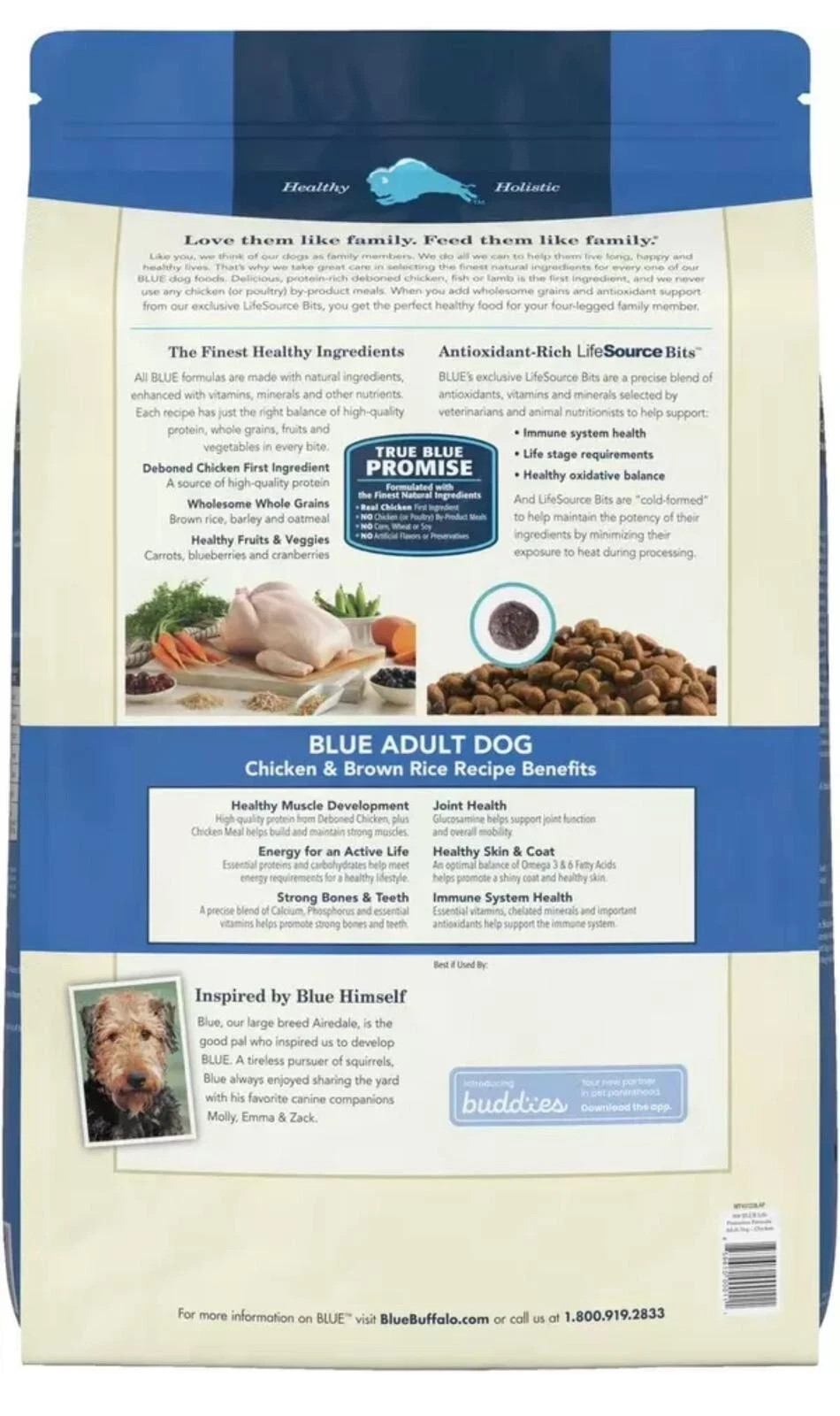 Blue Buffalo Life Adult Chicken & Brown Rice Recipe Dry Dog Food, 30-lb bag