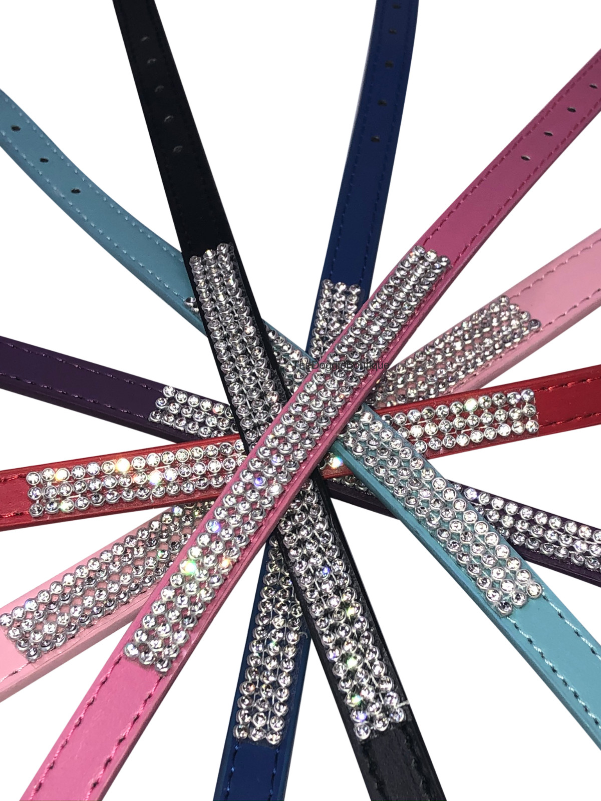 Dog Collar Rhinestone Glitter Bling Adjustable Sparkle Faux Leather XS S M L