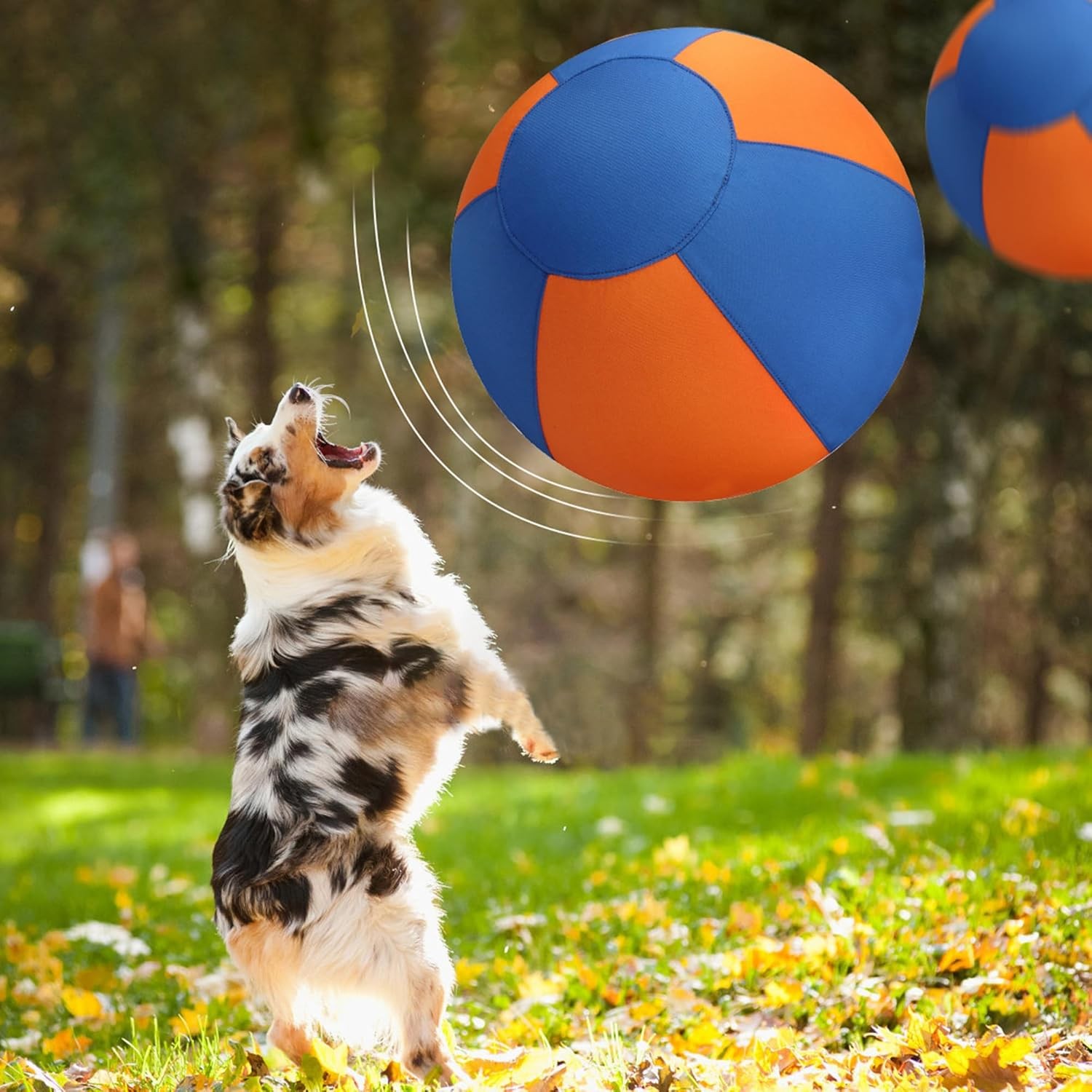 Calming Jumbo Herding Ball, Durable Inflatable Dog Toy Outdoor with Handle, Pump