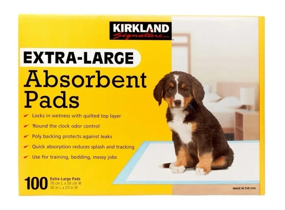 Kirkland Signature Absorbent Training Pads, Extra Large 100 Count – NEW