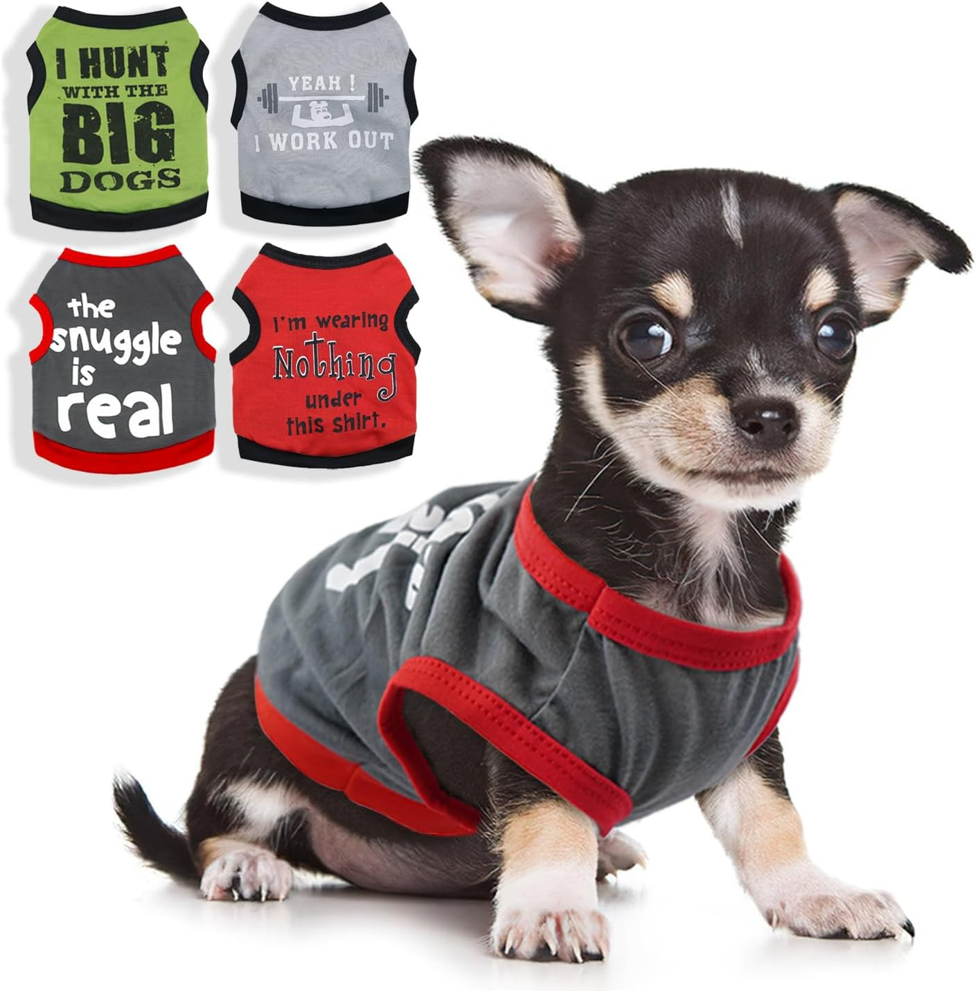 4 Pieces Dog Clothes for Small Dogs Boy Soft Spring Puppy Shirts Summer Cute