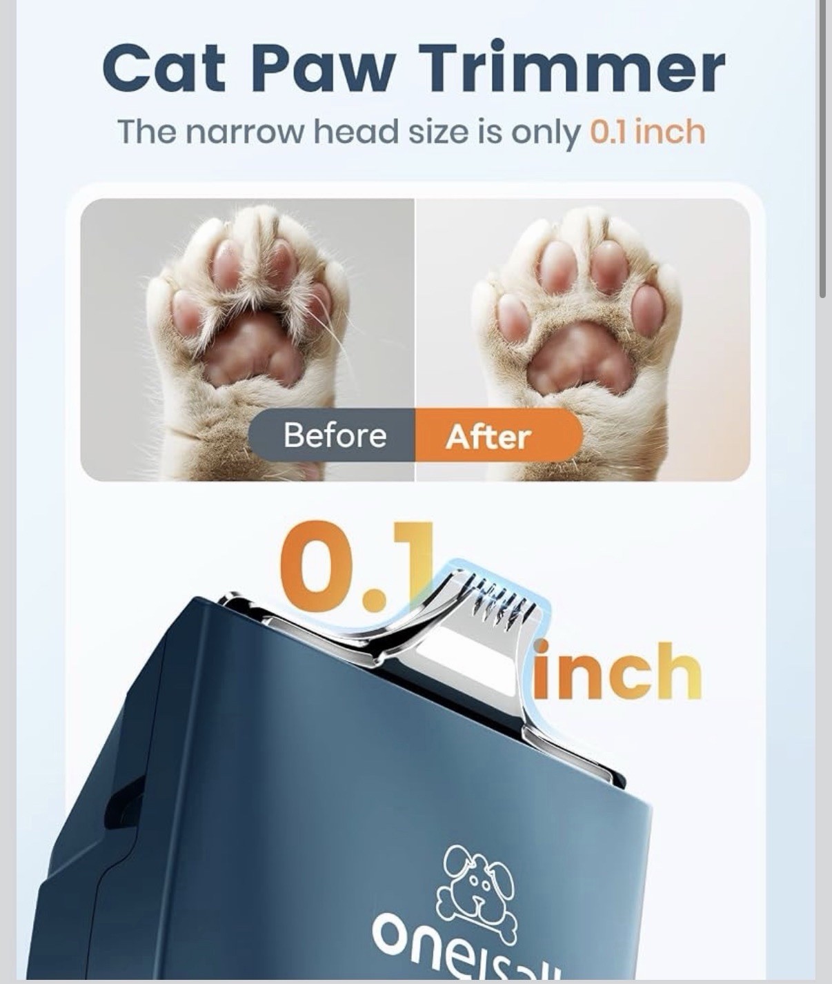 oneisall Cat Clippers Cordless Waterproof Quiet Pet Shaver for Matted Hair