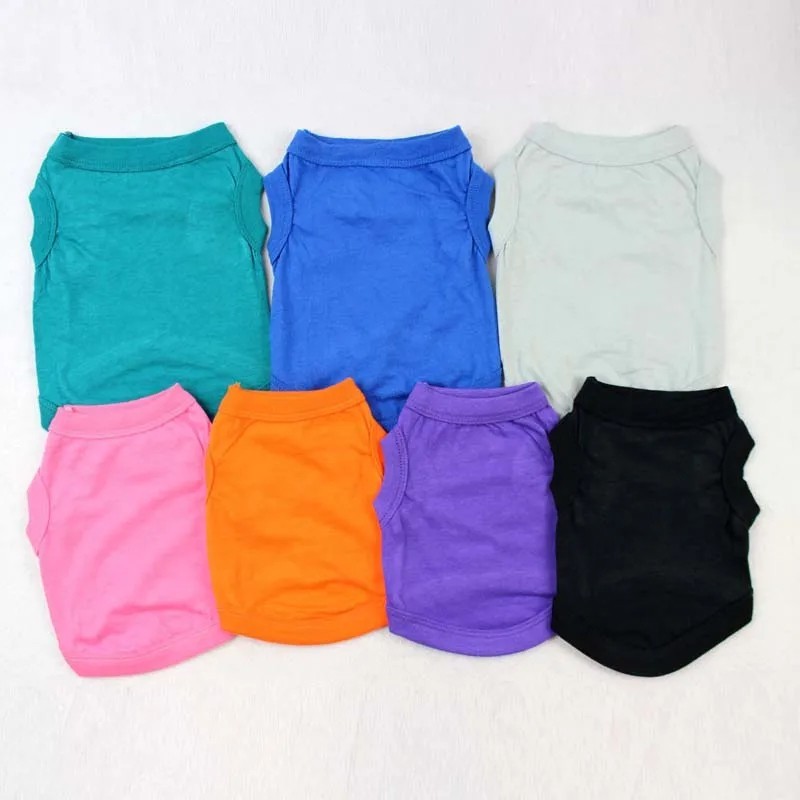 Cotton Dog T-Shirt Blank Pet Clothes Soft Puppy Vest for Small Medium Large Dogs