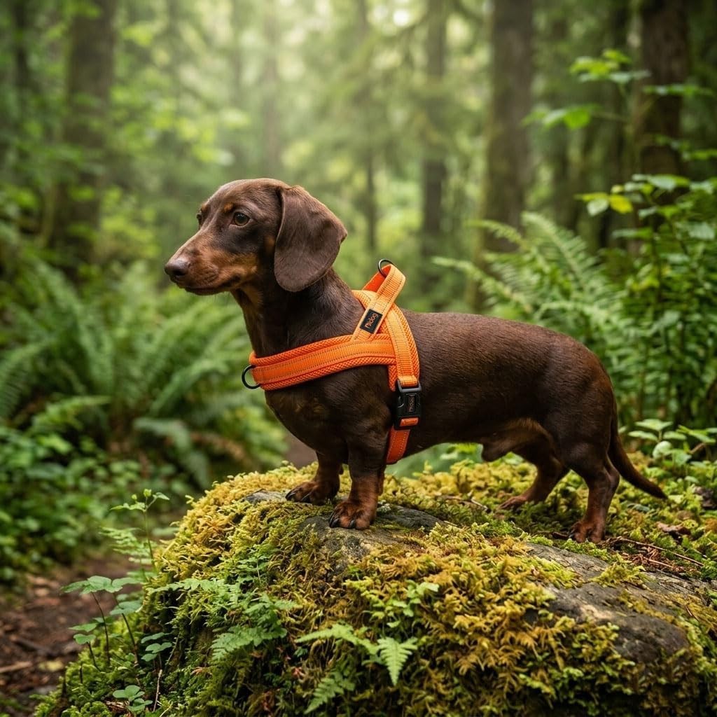 Didog Reflective Soft Flannel Padded Dog Harness Orange Size XS 15-18″ Chest