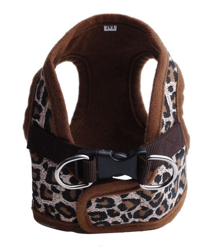 Dog Puppy Harness Vest Leopard Brown Print Soft Adjustable XS S M L