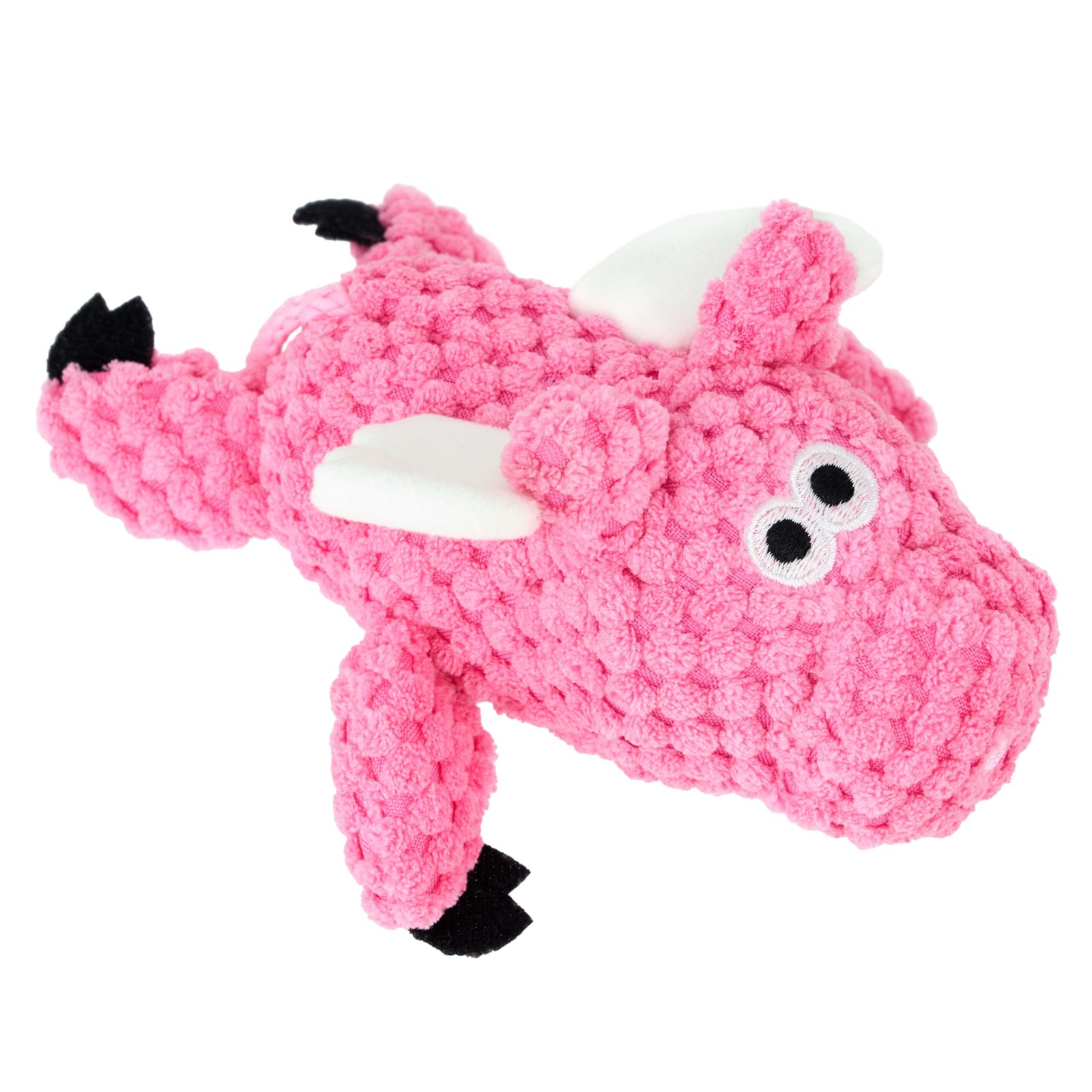 goDog Flying Pig Plush Dog Toy with Chew Guard, Pink, Small