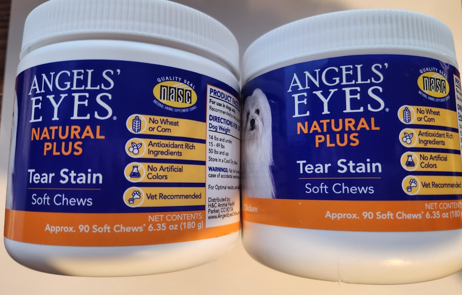 2 x Angels’ Eyes Tear Stain Chicken Flavored Natural Soft Chews for Dogs, 90ct
