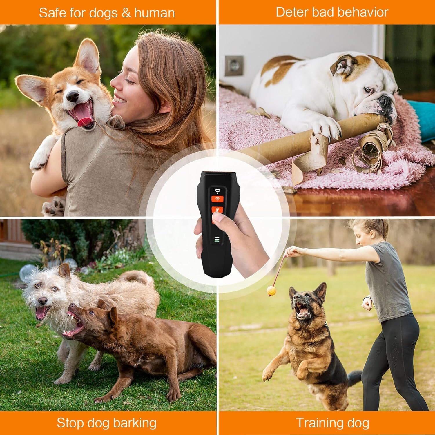 3-in-1 Rechargable Ultrasonic Training Tool for Dogs Dog Bark Deterrent Device