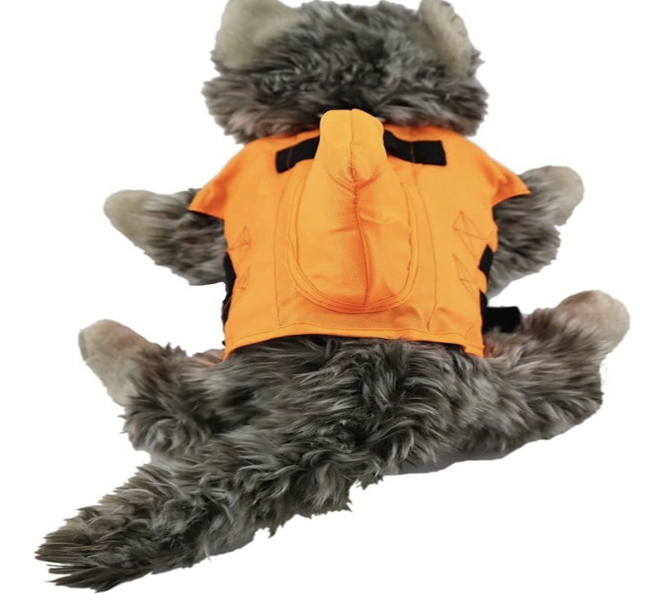 Dog Cat Life Jacket Swimming Safety Vest Pull Handle High Visibility Medium Ne