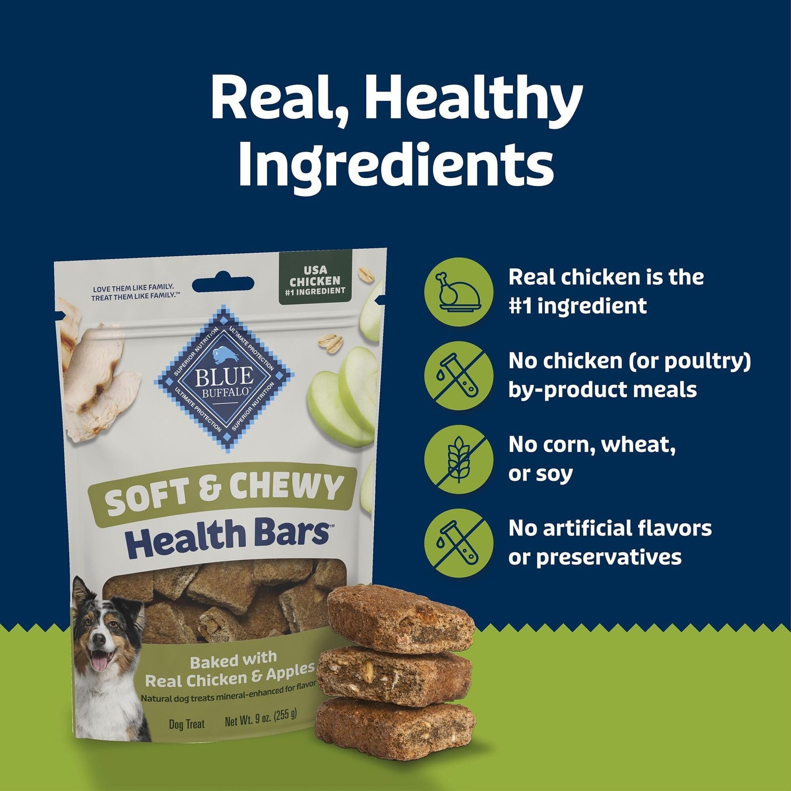 Blue Buffalo Soft & Chewy Health Bars, Baked with Real 9 Ounce (Pack of 1)
