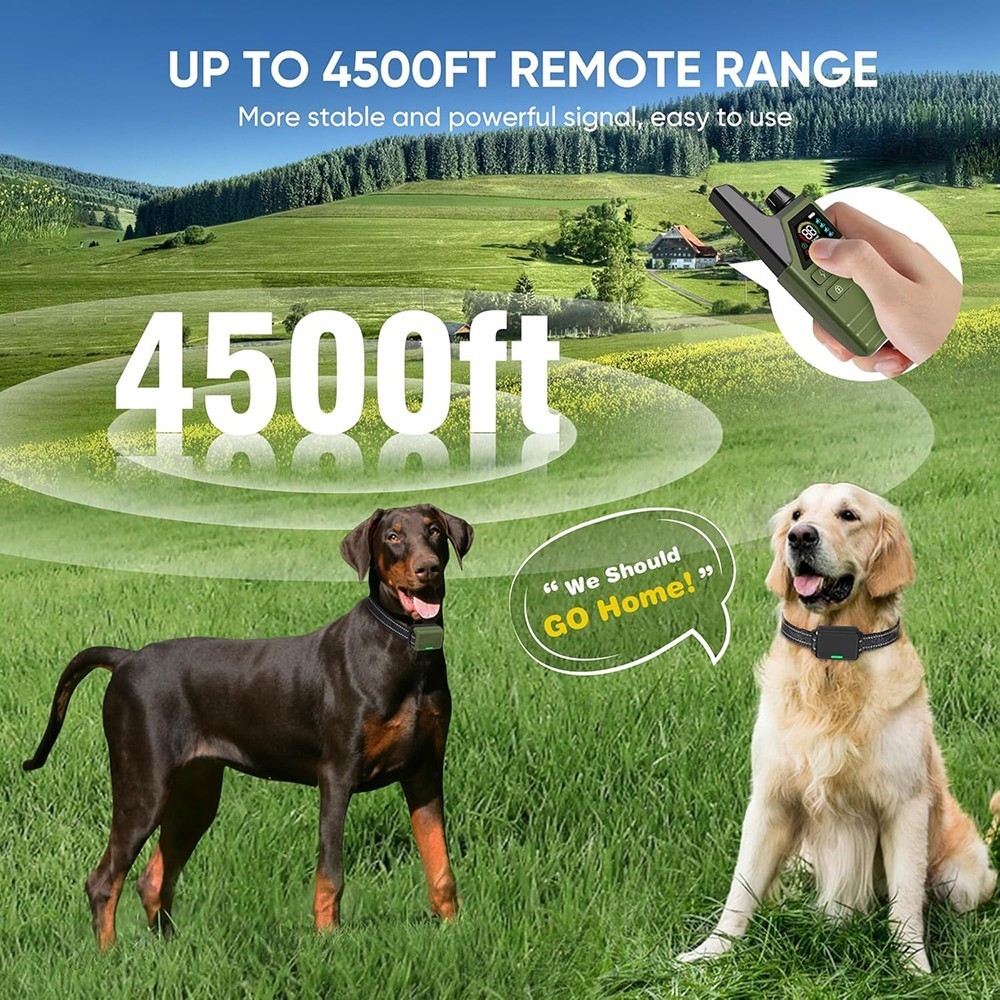 Max 4500FT Remote Dog Shock Collars Dog Training Collars Waterproof Rechargeable
