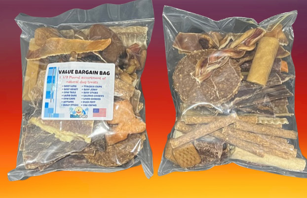 Natural Bargain Value Bag with 10+ Variety Treats for Dogs Bully Himalayan Beef