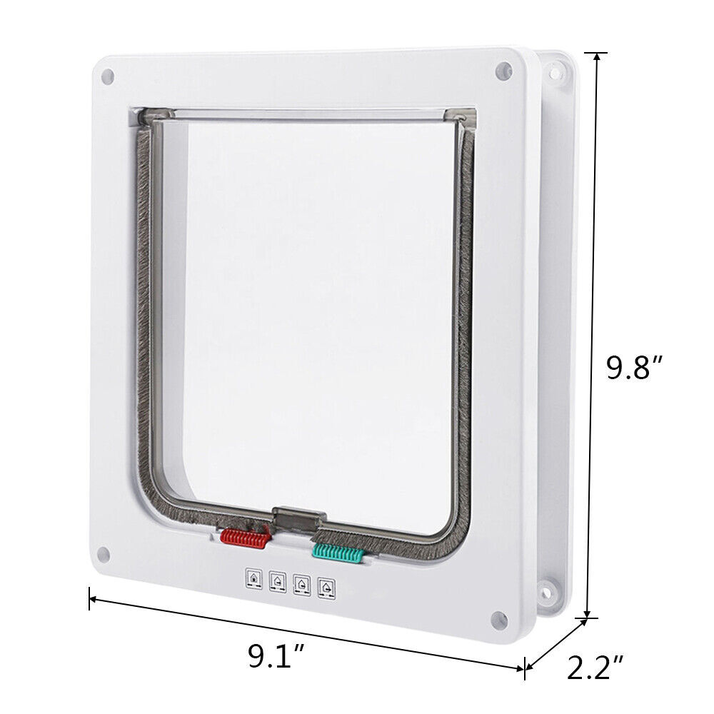 S/M/L/XL Pet Flap Door Frame Dog Cat Magnetic Lock Square Gate 4 Ways Lockable