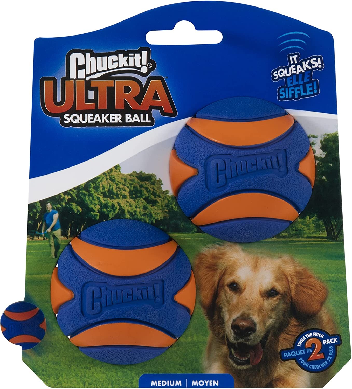 Chuckit! Ultra Squeaker Ball Durable High Bounce Dog Toy Medium 2 Pack – 3 Pack
