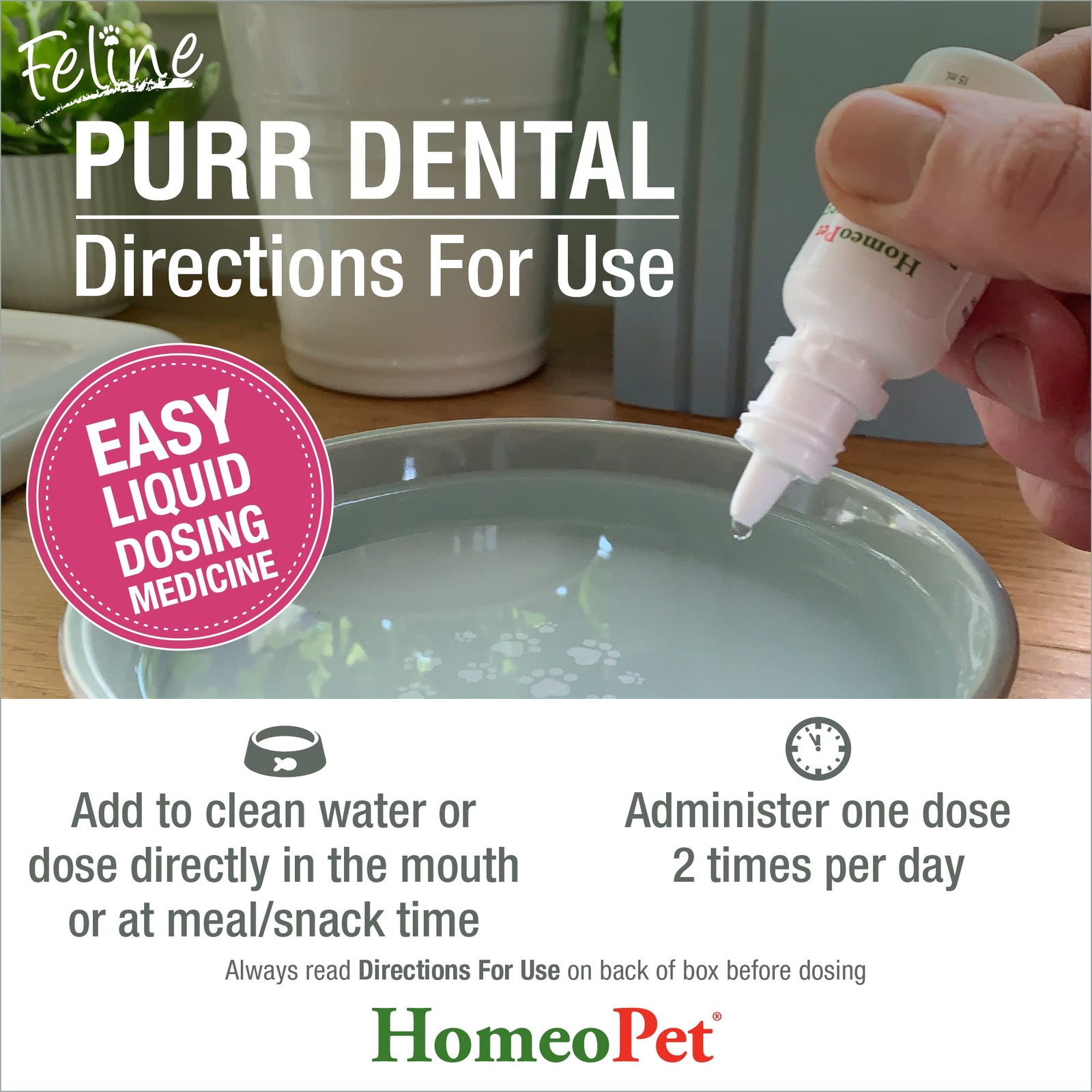 HomeoPet Feline Purr Dental Natural Cat Teeth Cleaner 15mL Safe Oral Care