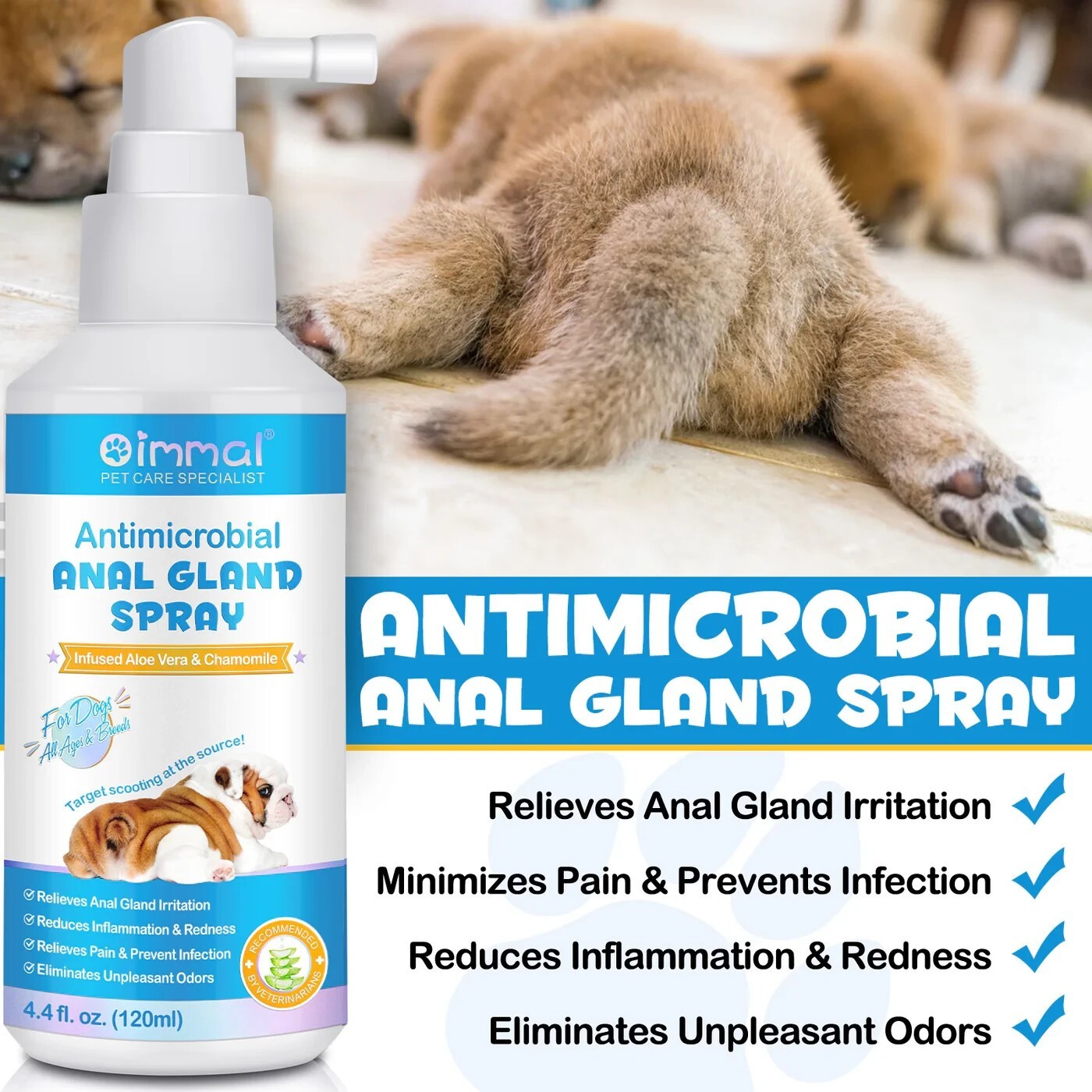 Dog Anal Gland Fast Pain Relieves & Soothes Itching, Anti-Itch Spray for Dogs