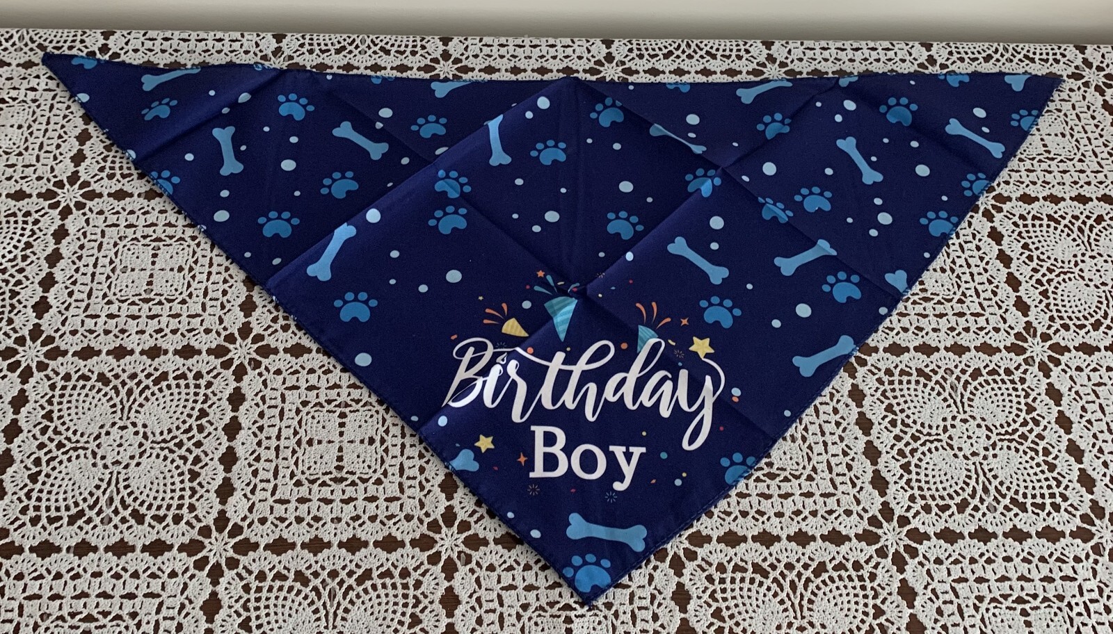 Birthday Boy Dog Bandana Blue Bone Design 18 x 25 In Tie On Scarf Triangle New