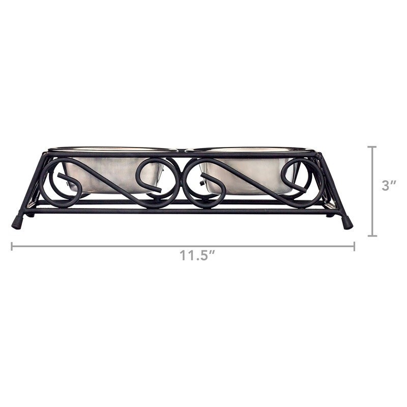 Durable Stainless Steel Double Diner Pet Food Bowls Elevated Stand Dogs Cats New