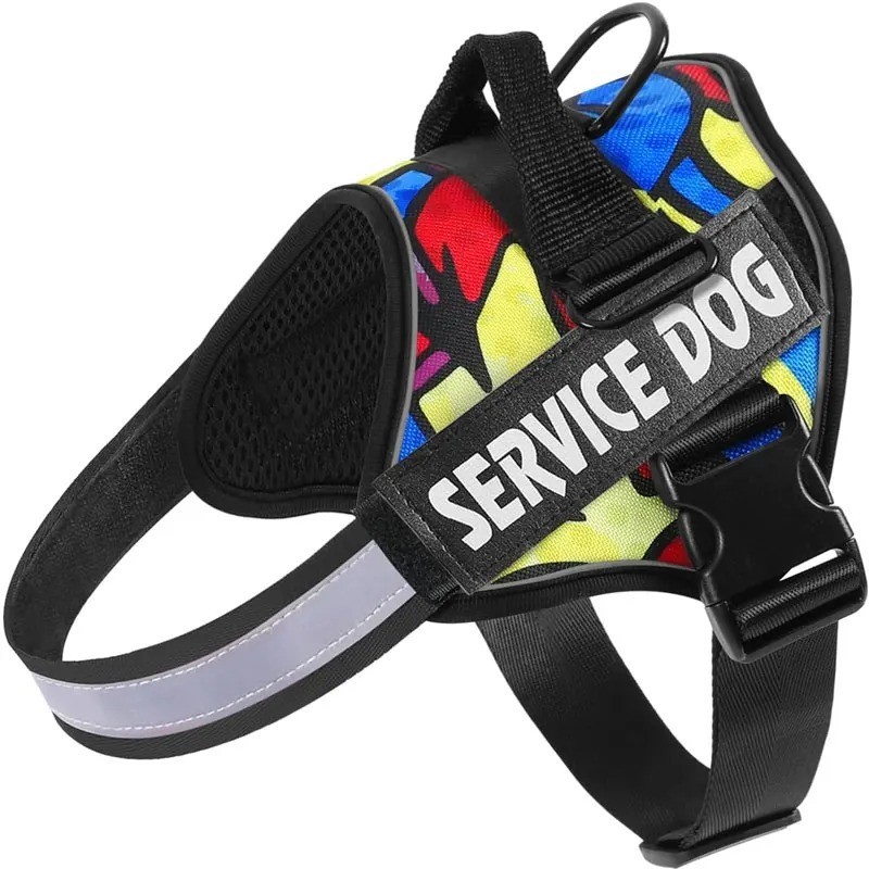 Reflective Service Dog Vest Harness, Woven Nylon with Adjustable Straps XS-XXL
