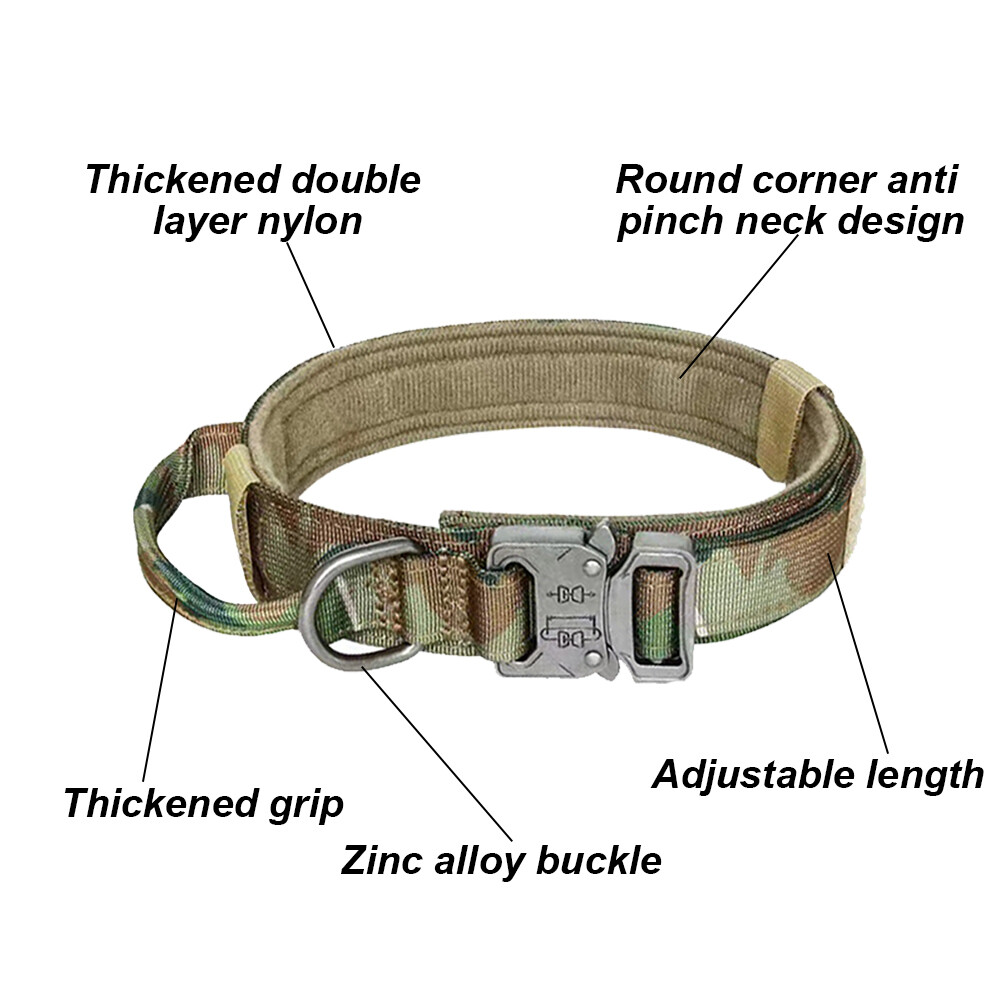 Tactical Dog Collar Heavy Duty Nylon Large Dog Canine Training With Metal Buckle
