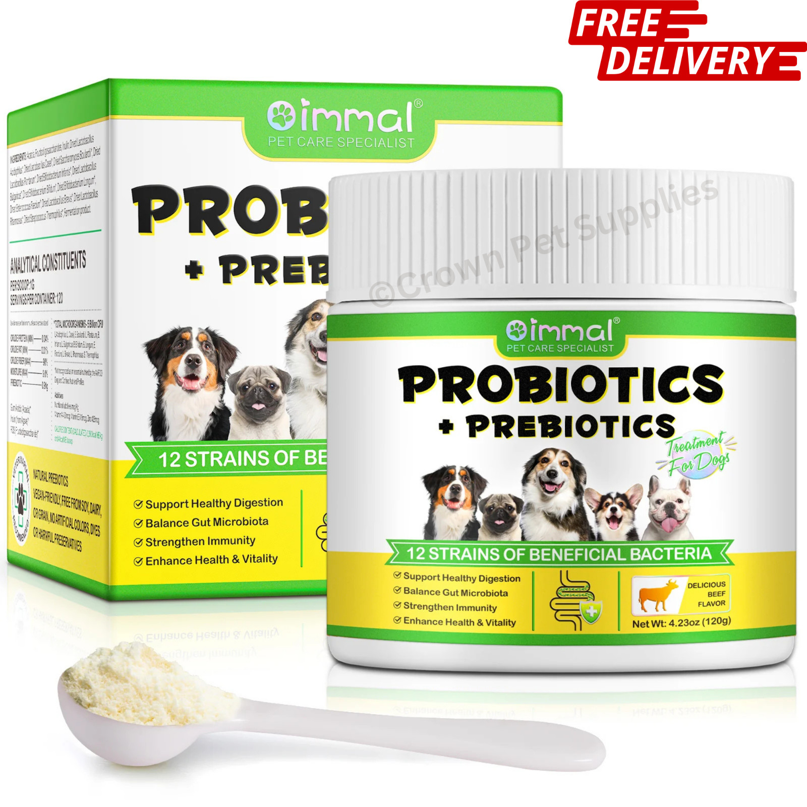 Probiotic, Prebiotic Powder, Digestive Enzyme Powder for Dogs – 120 Grams