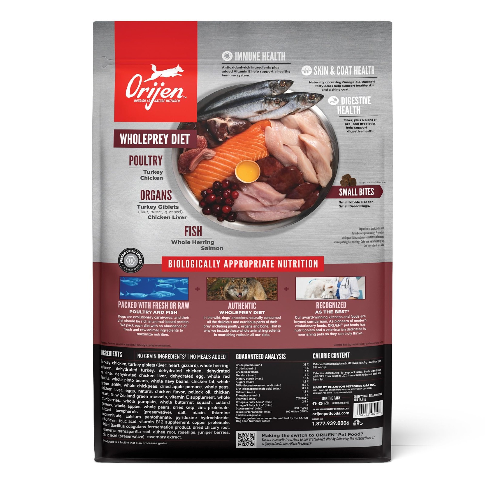 ORIJEN Grain Free High Protein Dry Dog Food Small 4 Pound (Pack of 1), Pink
