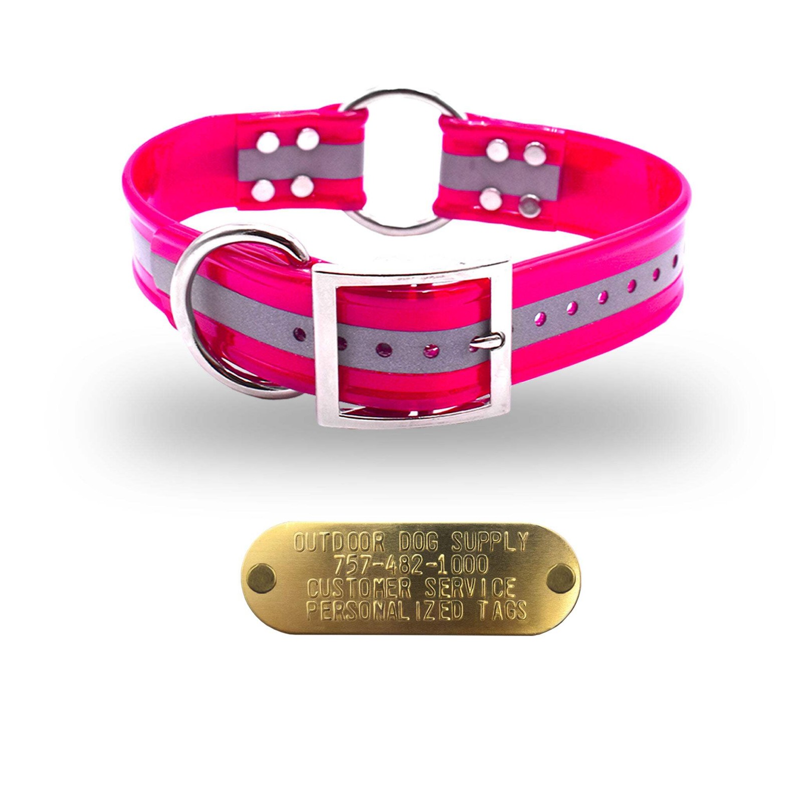 21″ Hunting Dog Name Collar Strap Heavy Duty Center Ring 1 1/2″ Wide Reflective
