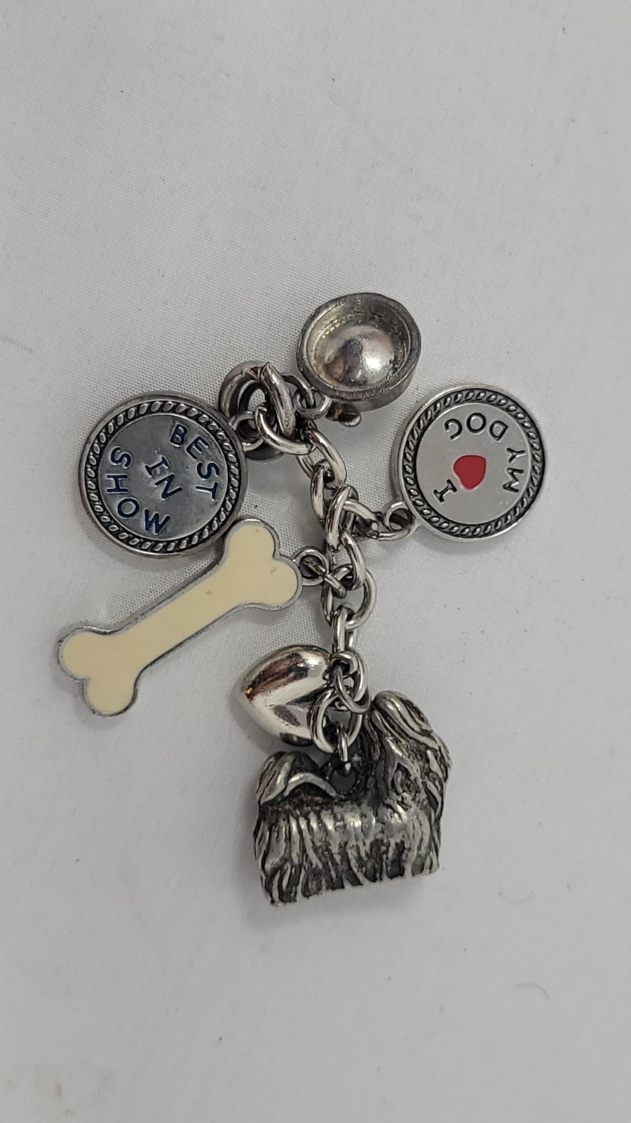 Dog Charm Key Chain, Bone, Best in Show, Dog Bowl Love My Dog Shih Tzu Preowned.