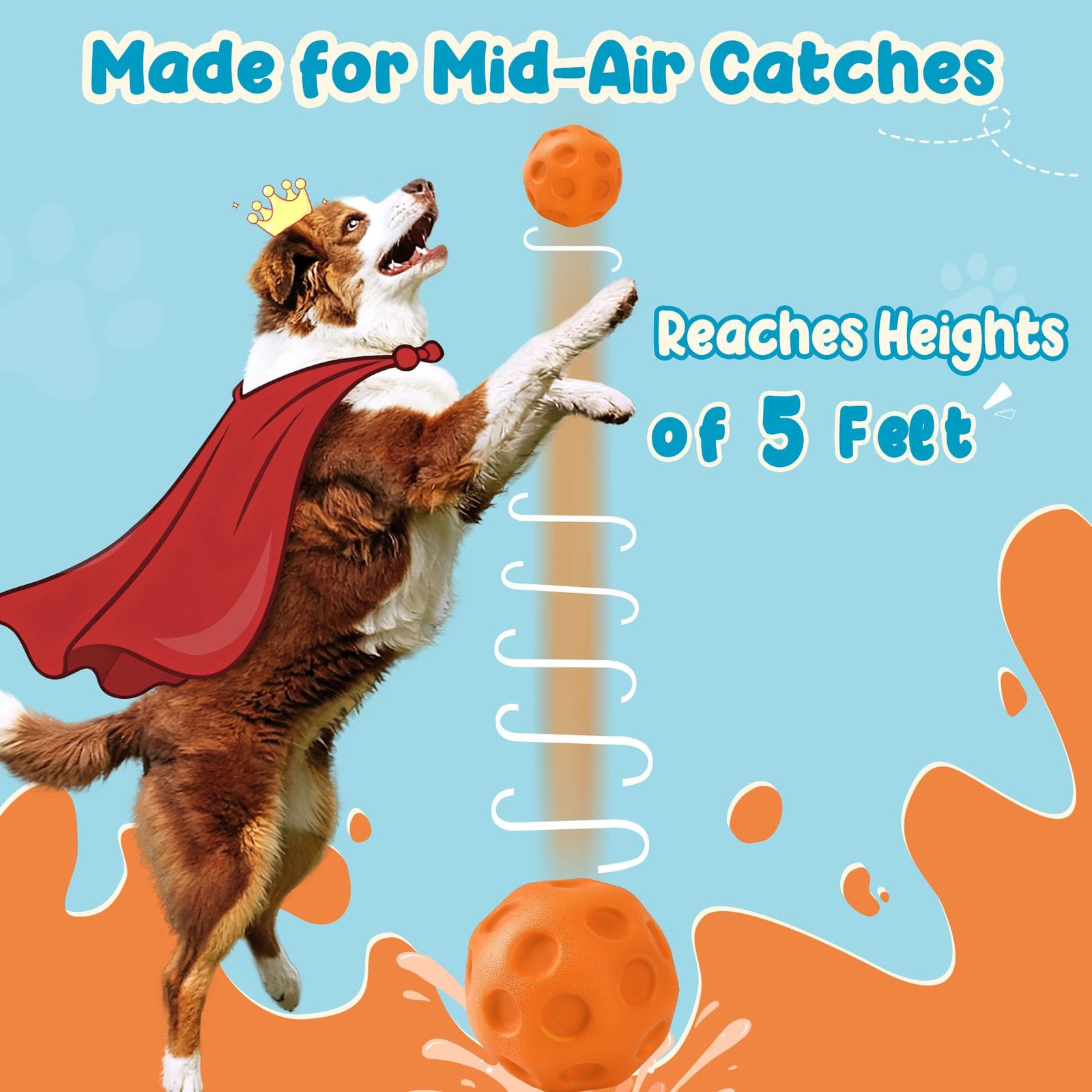 KIPRITII 3 Pack Dog Balls for Medium & Large Dogs – High Bounce & Orange