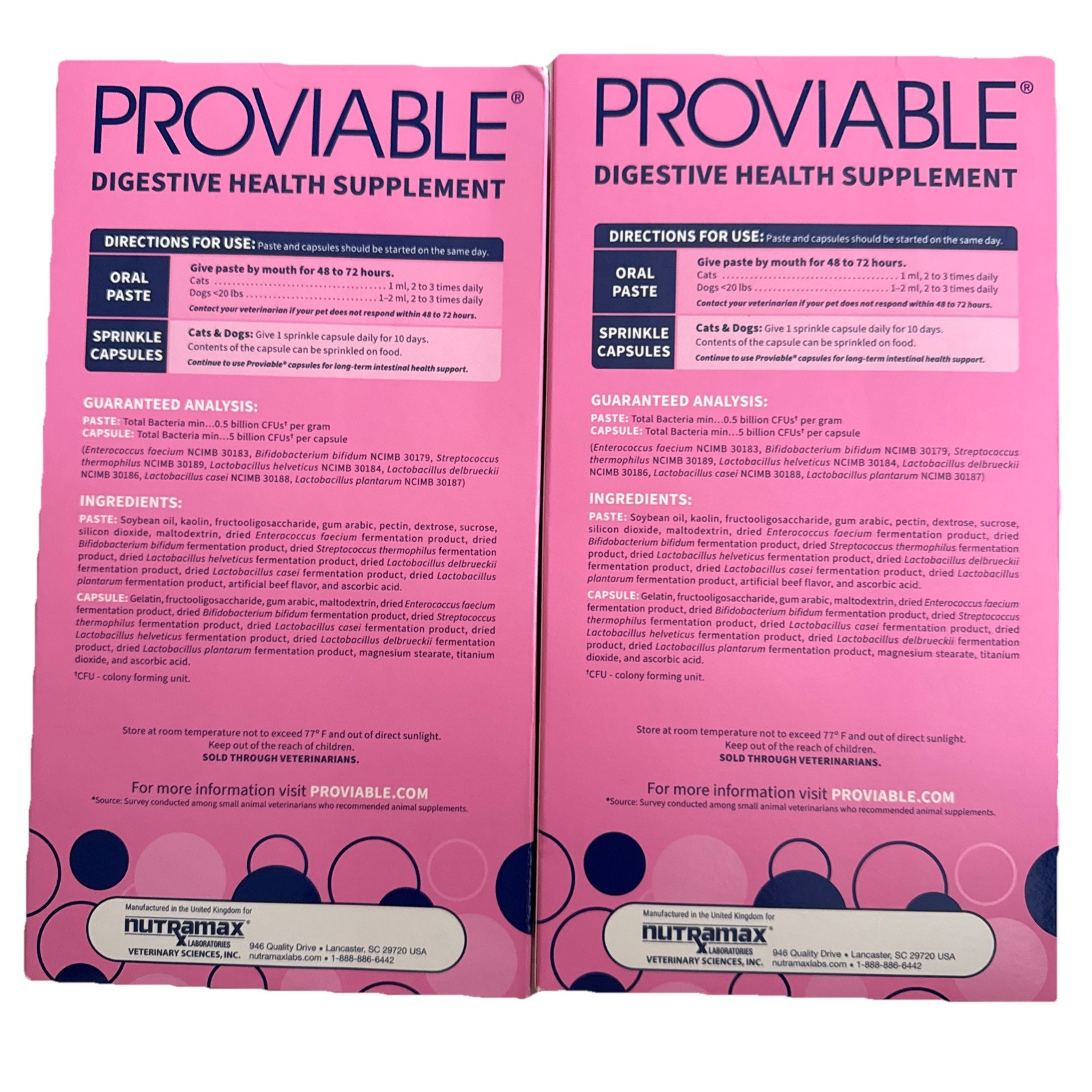2 PROVIABLE CAT DOG DIGESTIVE SUPPLEMENT DIARRHEA SUPPORT KIT 10 CAPS 15mL PASTE